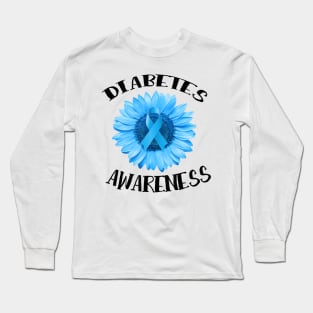 Diabetes awareness Blue ribbon Sunflower Diabetes Gift Long Sleeve T-Shirt